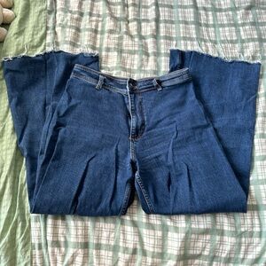 Zara Wide Leg Distressed Edge Jeans